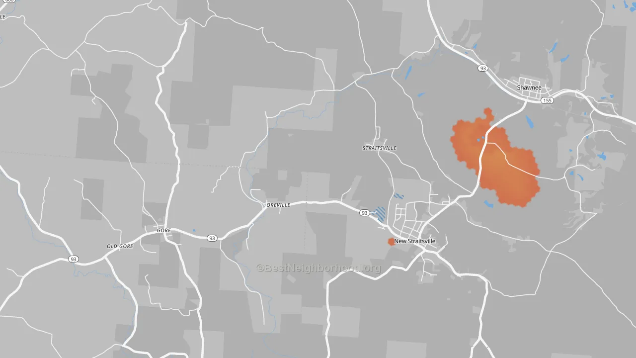 Bike Grade map of Oreville, OH