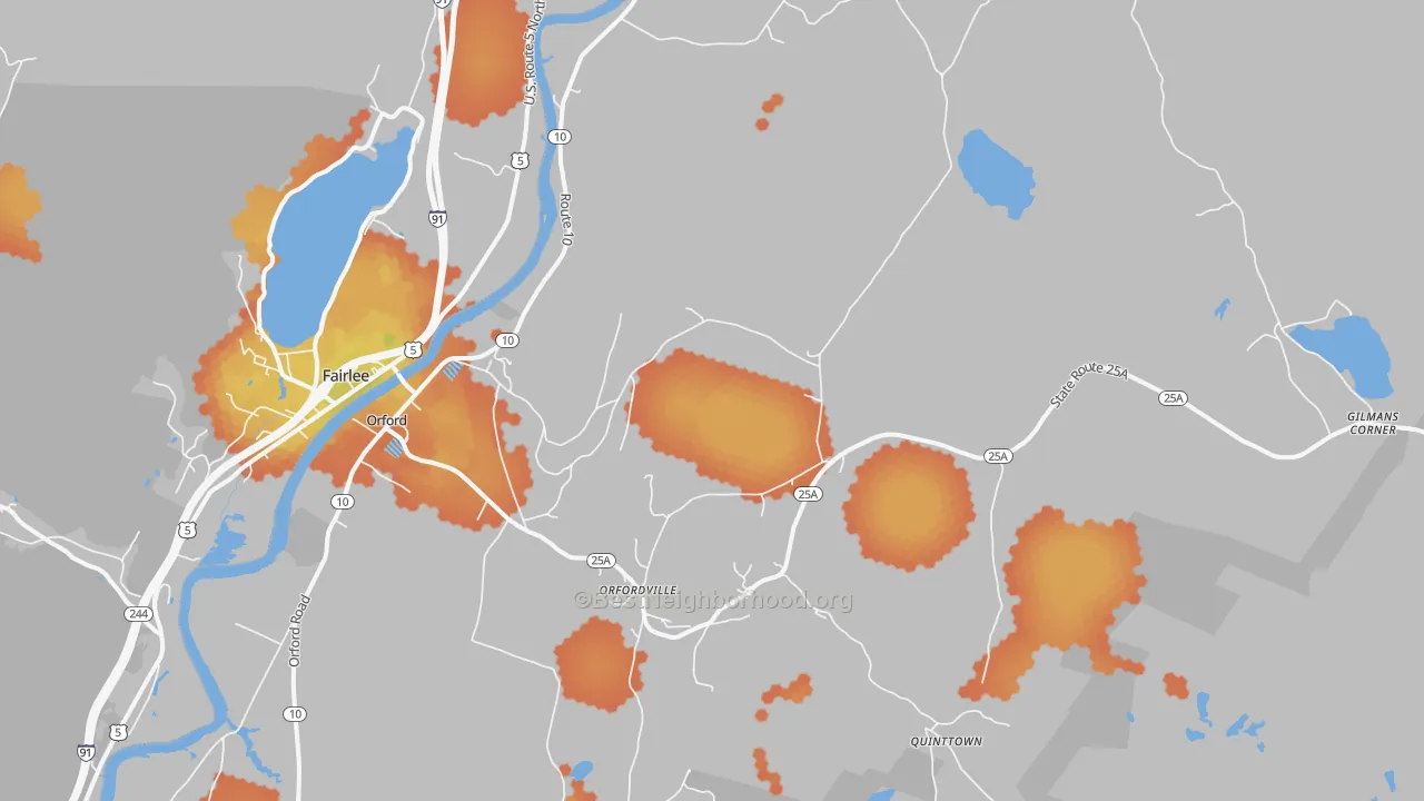 Bike Grade map of Orford, NH