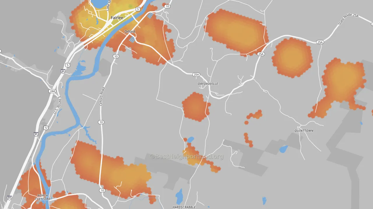 Bike Grade map of Orfordville, NH