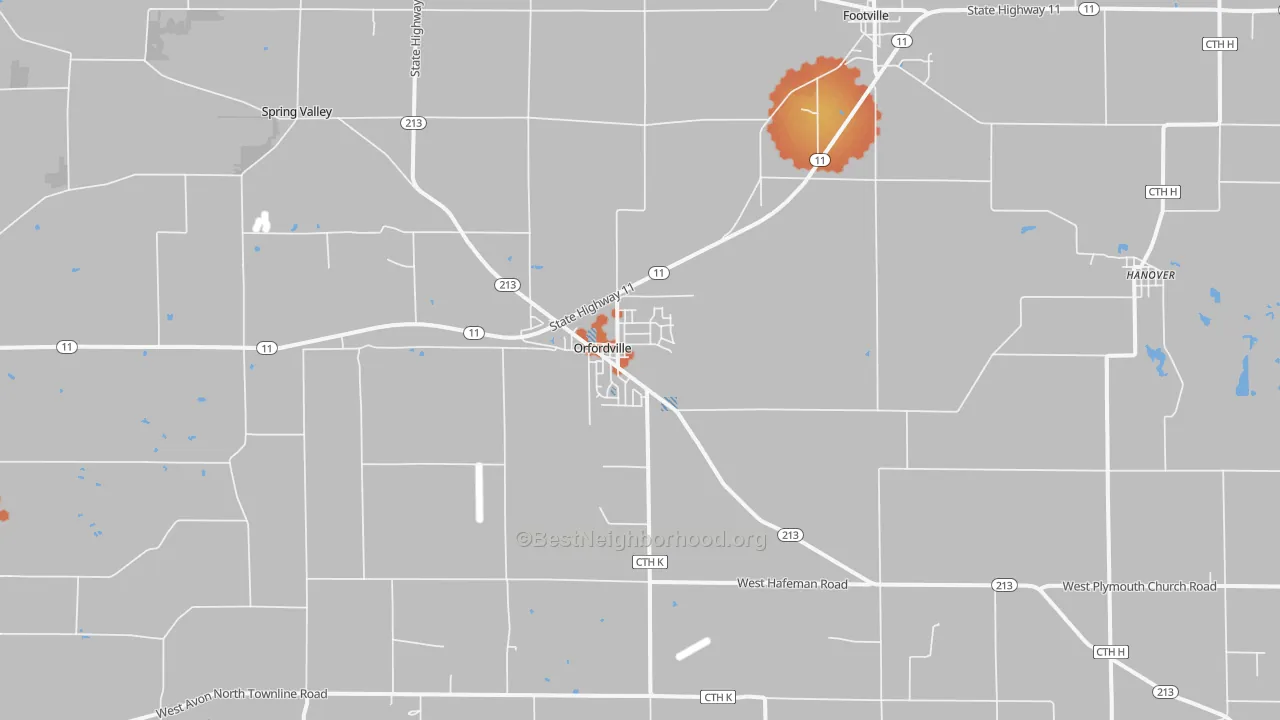 Bike Grade map of Orfordville, WI