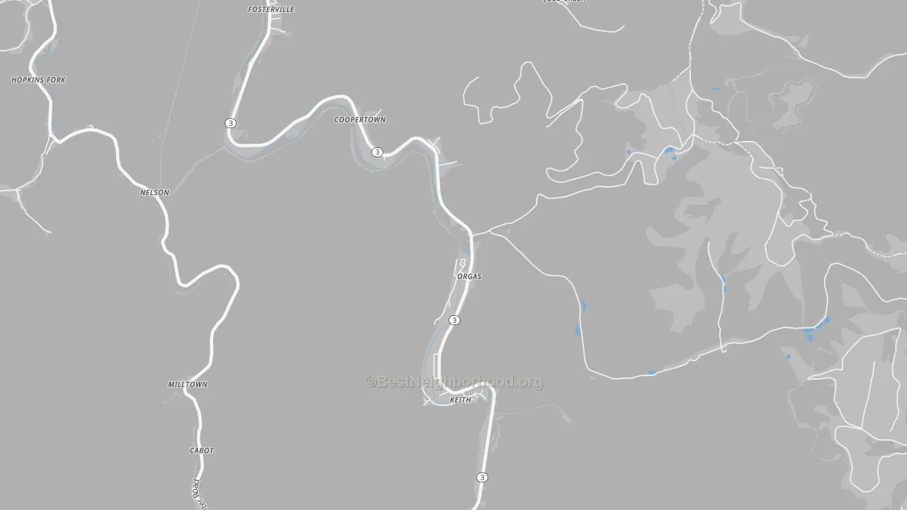 Bike Grade map of Orgas, WV