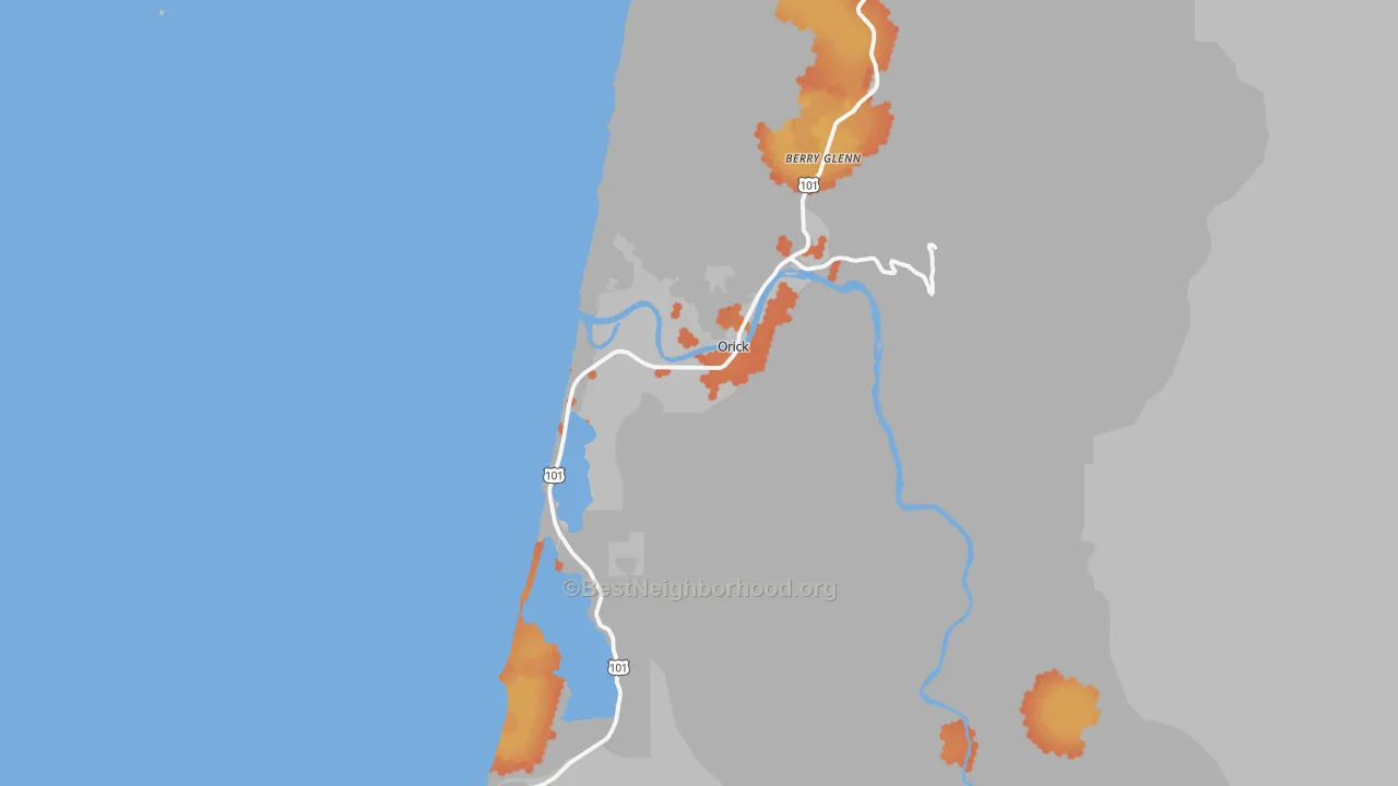 Bike Grade map of Orick, CA