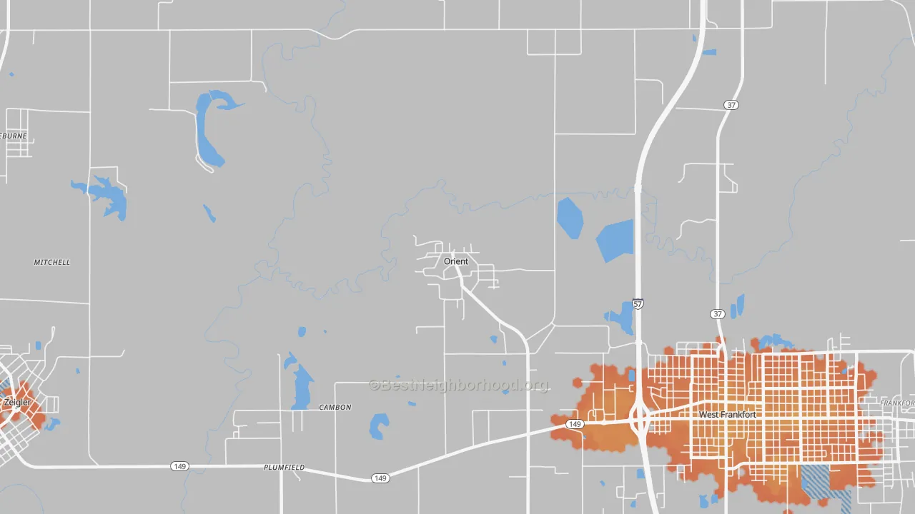 Bike Grade map of Orient, IL