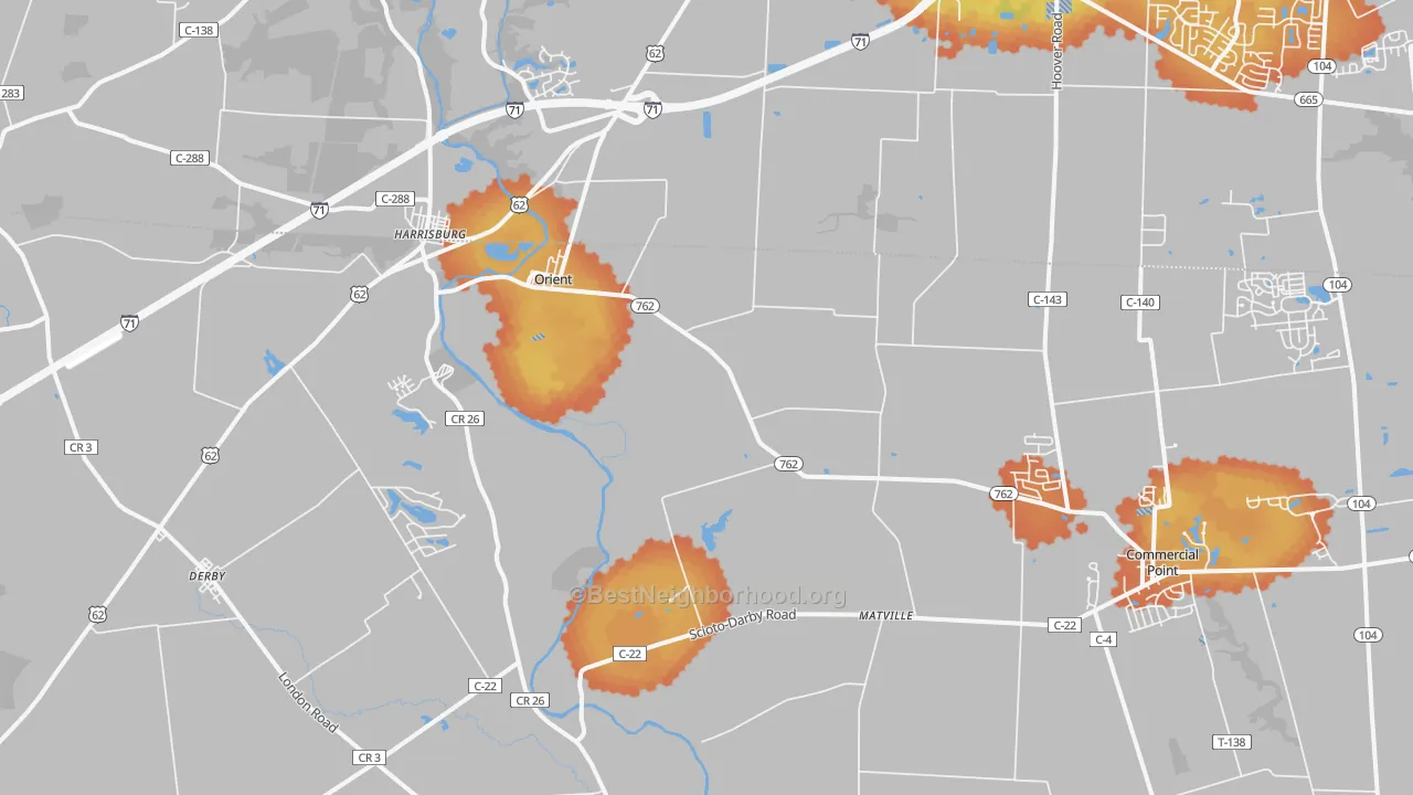 Bike Grade map of Orient, OH