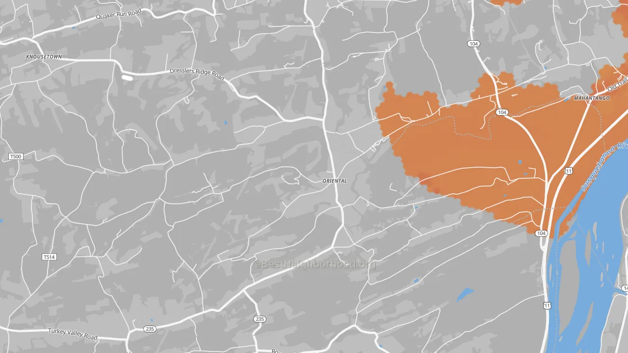 Bike Grade map of Oriental, PA