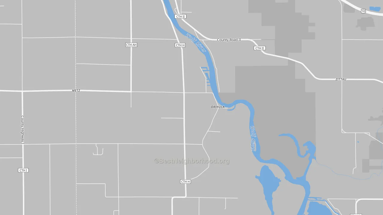 Bike Grade map of Orihula, WI