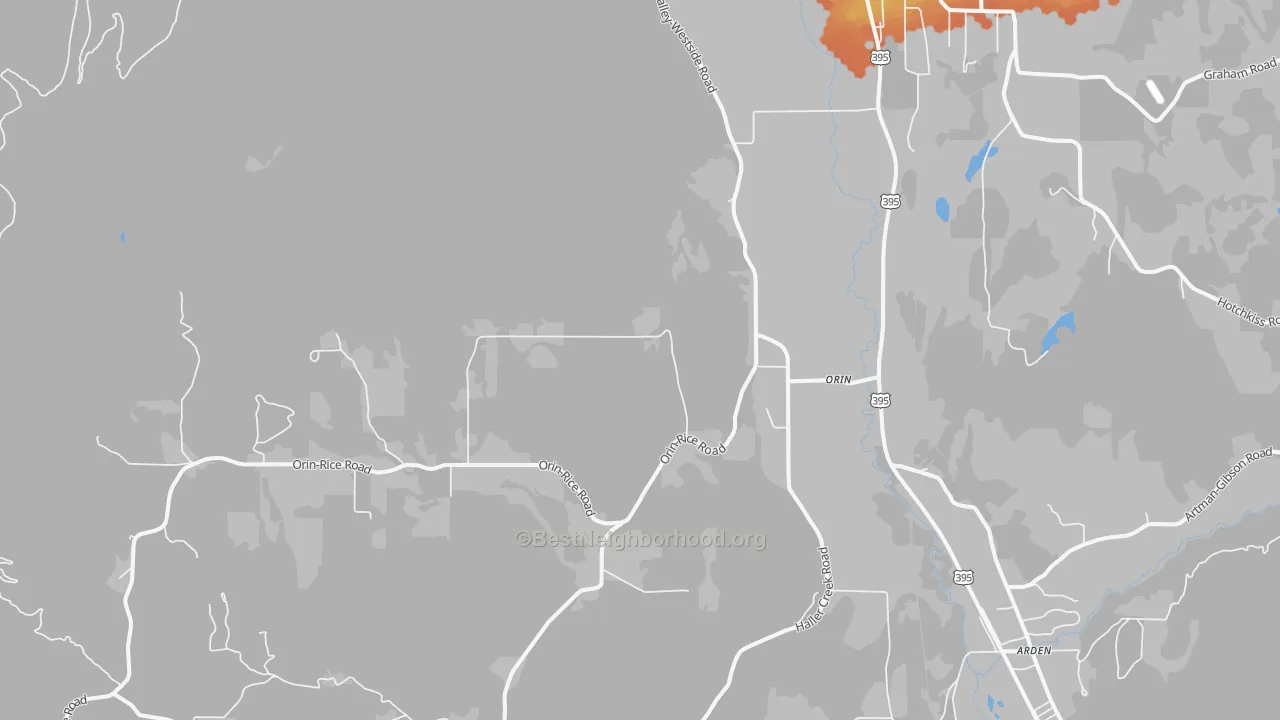 Bike Grade map of Orin, WA