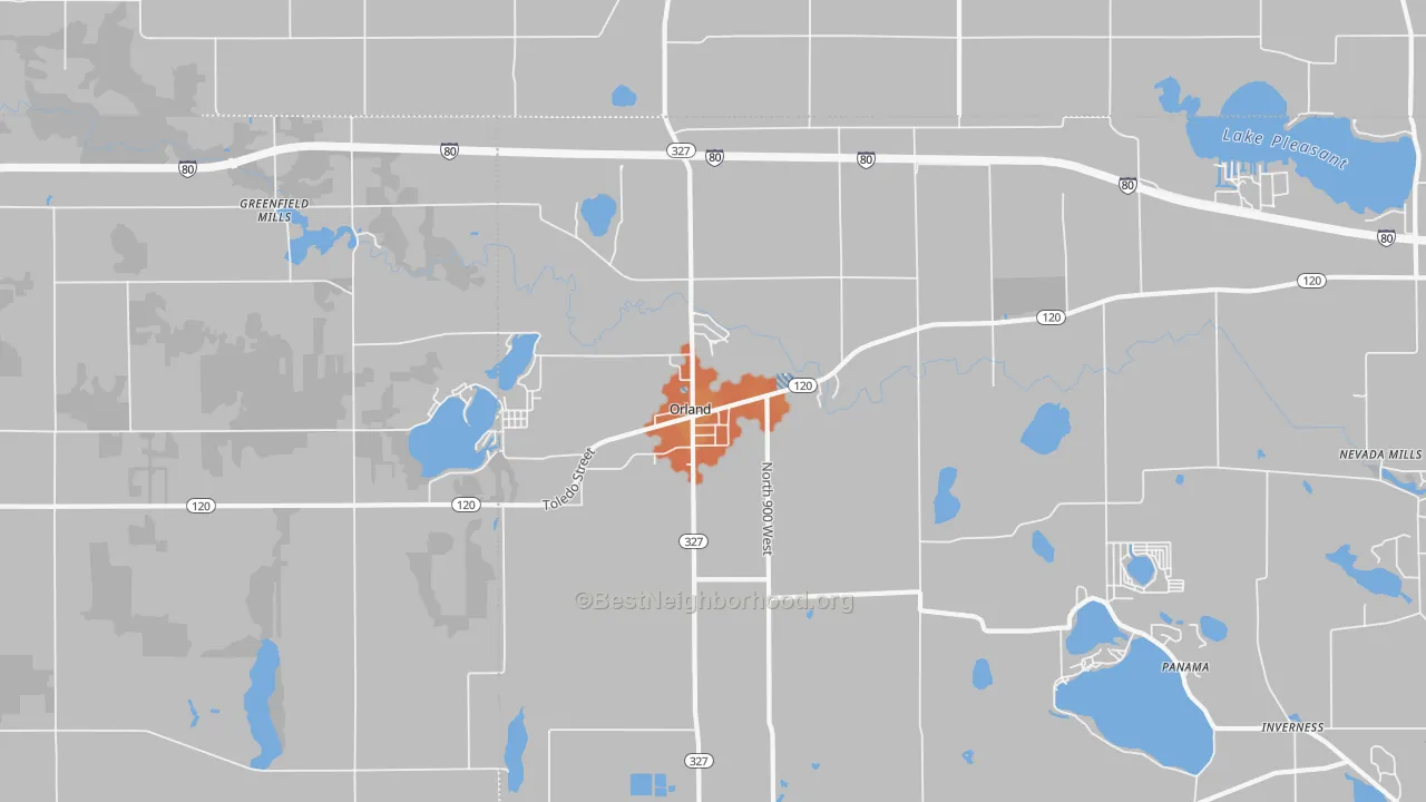 Bike Grade map of Orland, IN