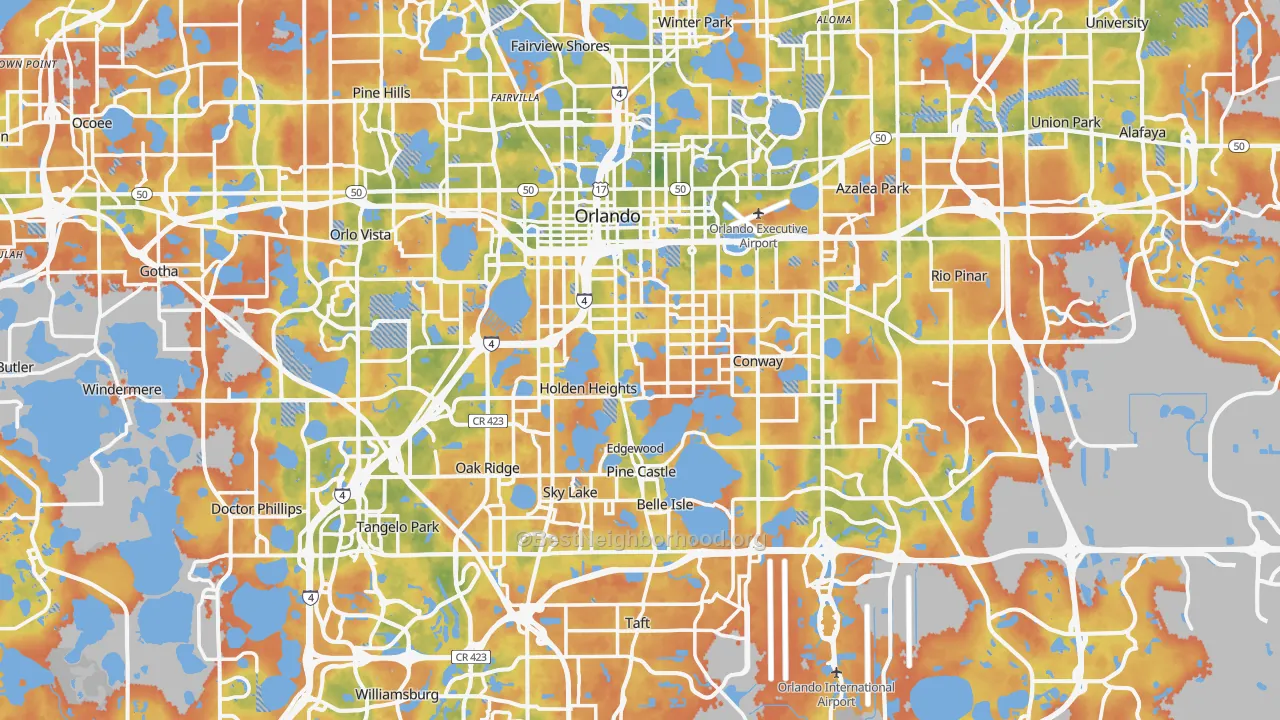 Bike Grade map of Orlando, FL