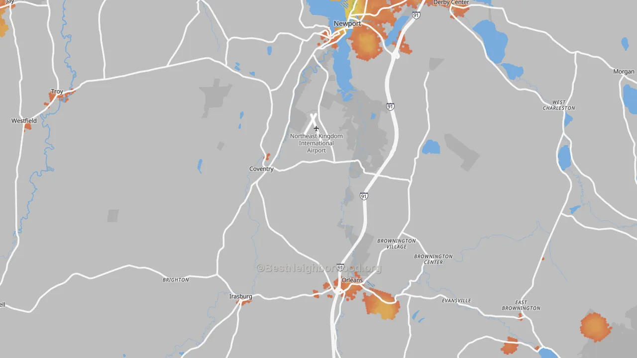 Bike Grade map of Orleans County, VT