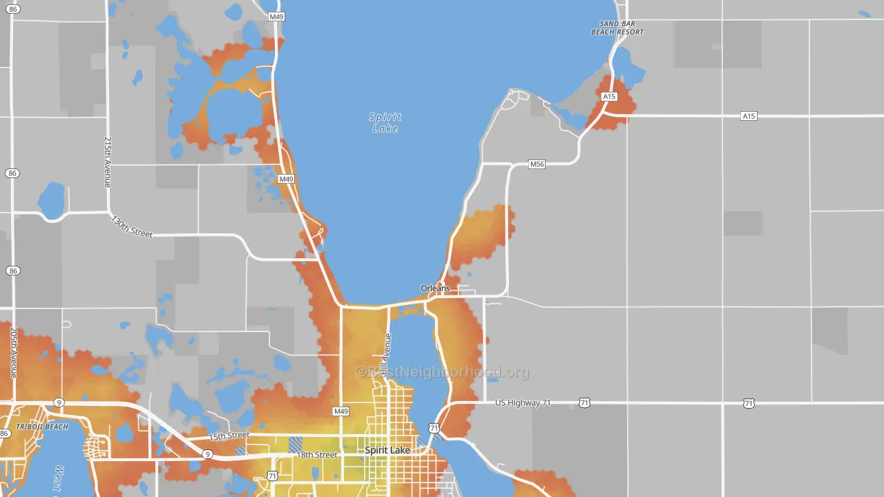 Bike Grade map of Orleans, IA
