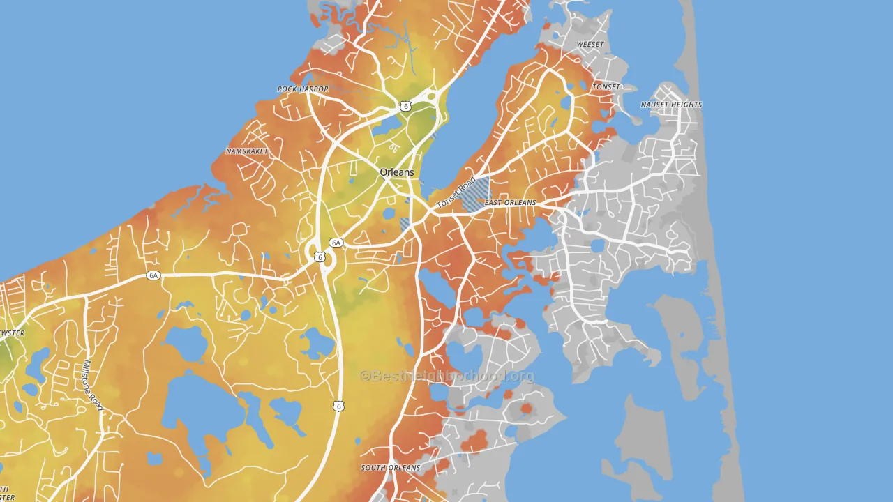 Bike Grade map of Orleans, MA