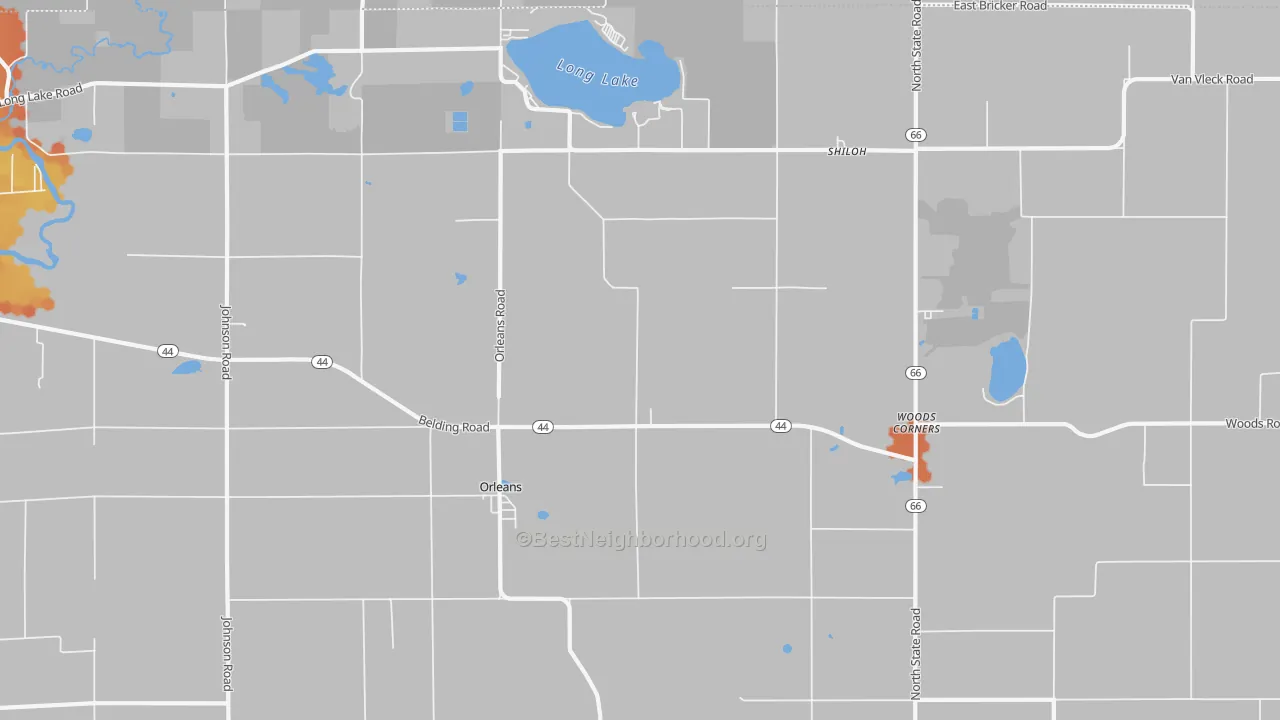 Bike Grade map of Orleans, MI