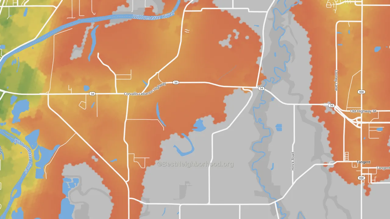 Bike Grade map of Orleans, OR
