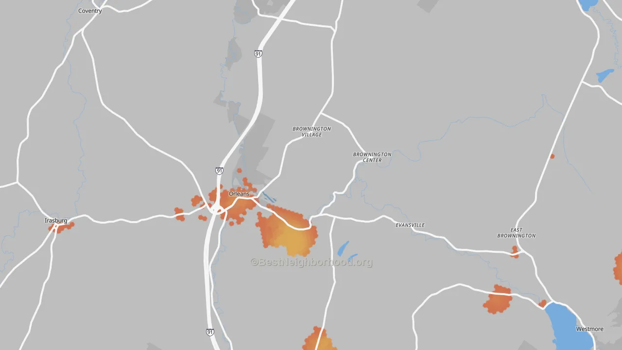 Bike Grade map of Orleans, VT