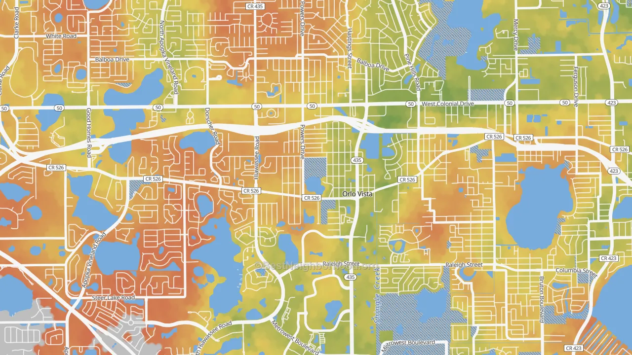 Bike Grade map of Orlovista, FL