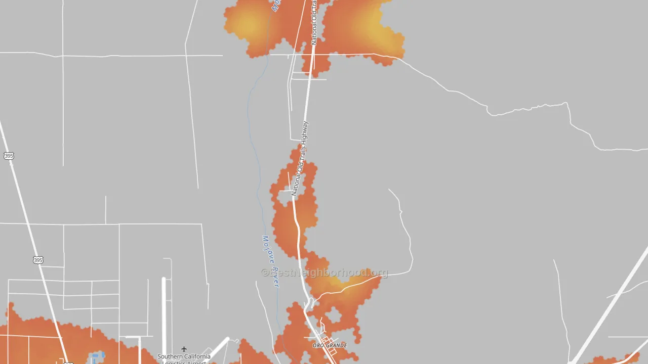 Bike Grade map of Oro Grande, CA