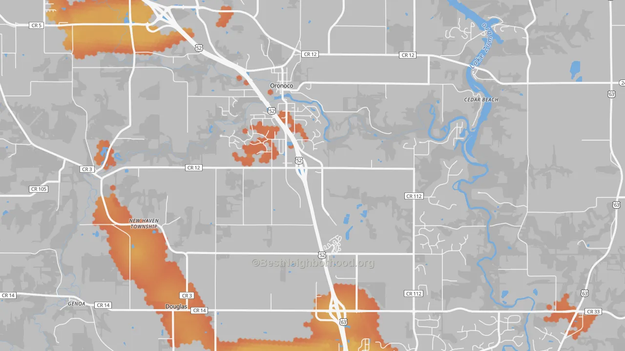 Bike Grade map of Oronoco, MN