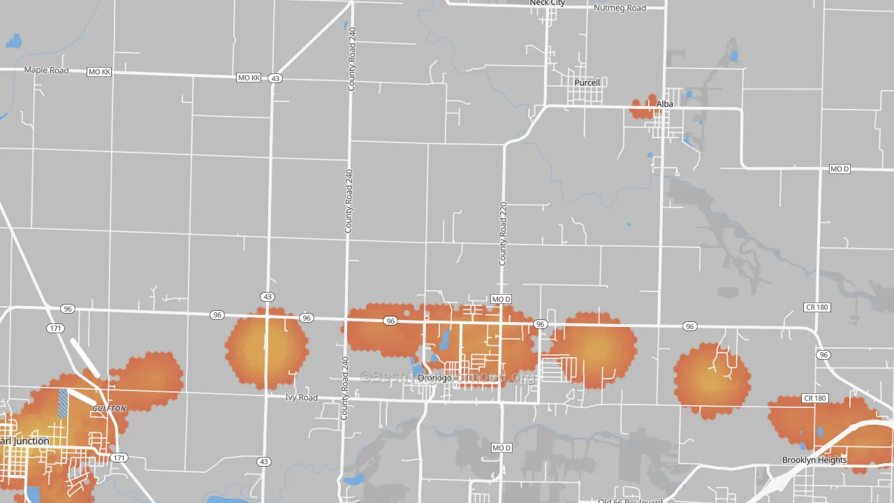 Bike Grade map of Oronogo, MO