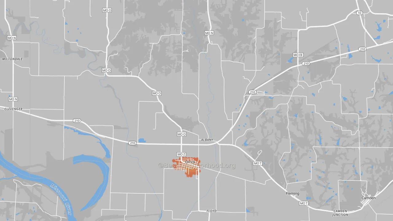 Bike Grade map of Orrick, MO