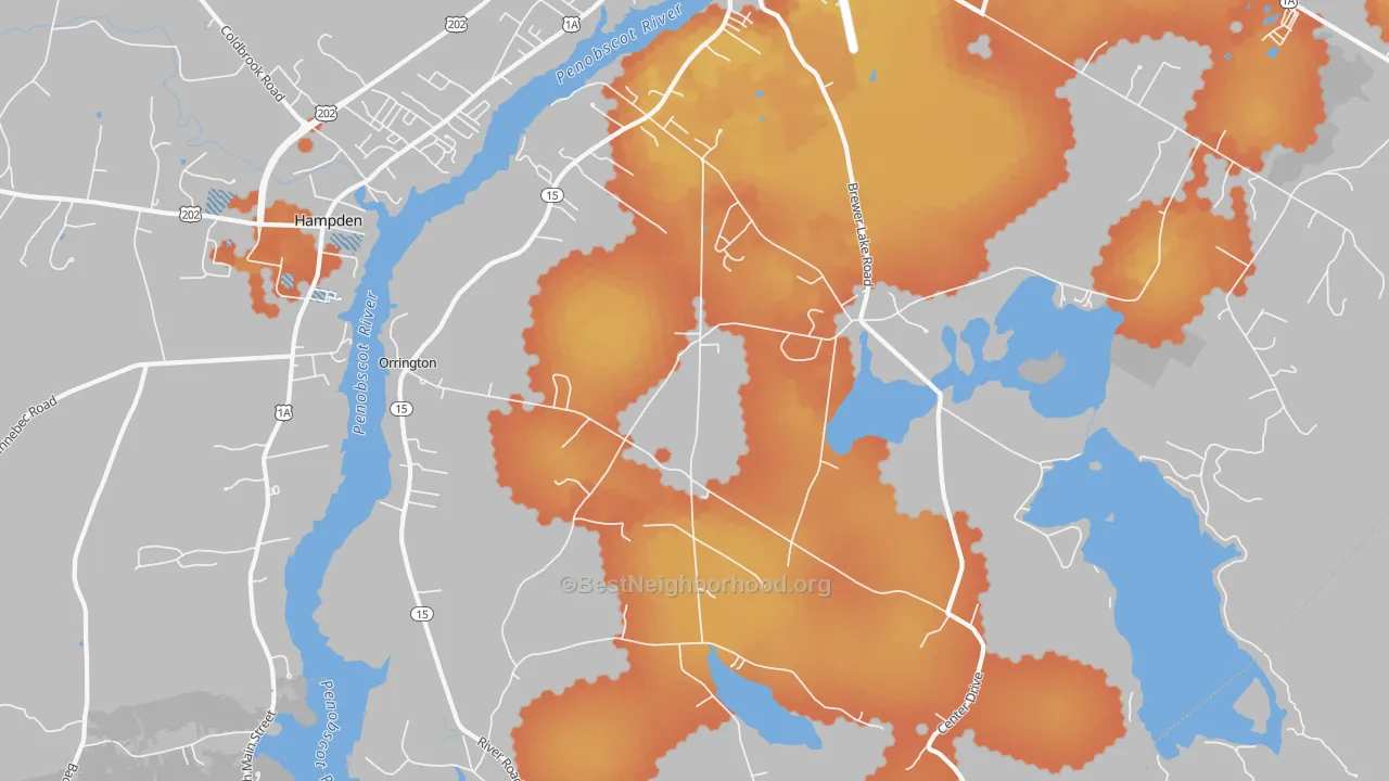 Bike Grade map of Orrington, ME