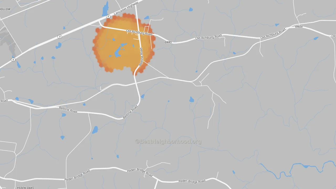 Bike Grade map of Orrs, SC