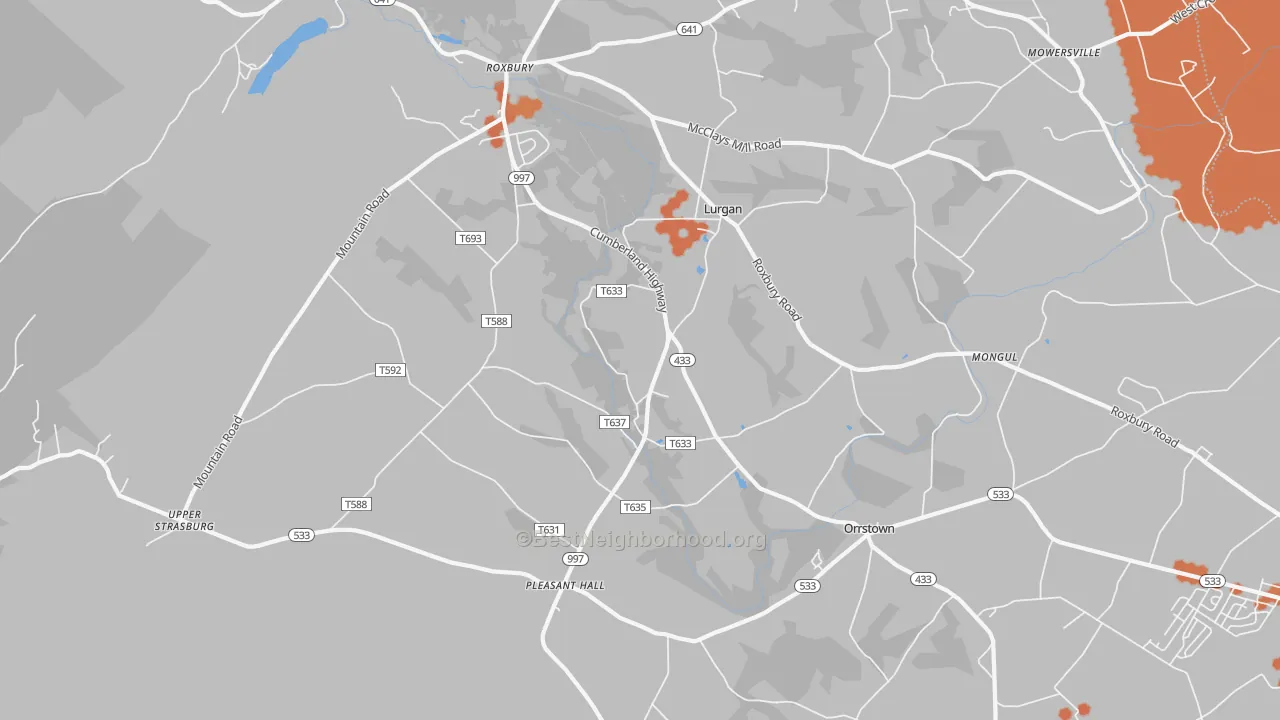 Bike Grade map of Orrstown, PA