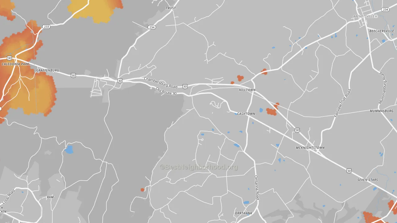 Bike Grade map of Orrtanna, PA