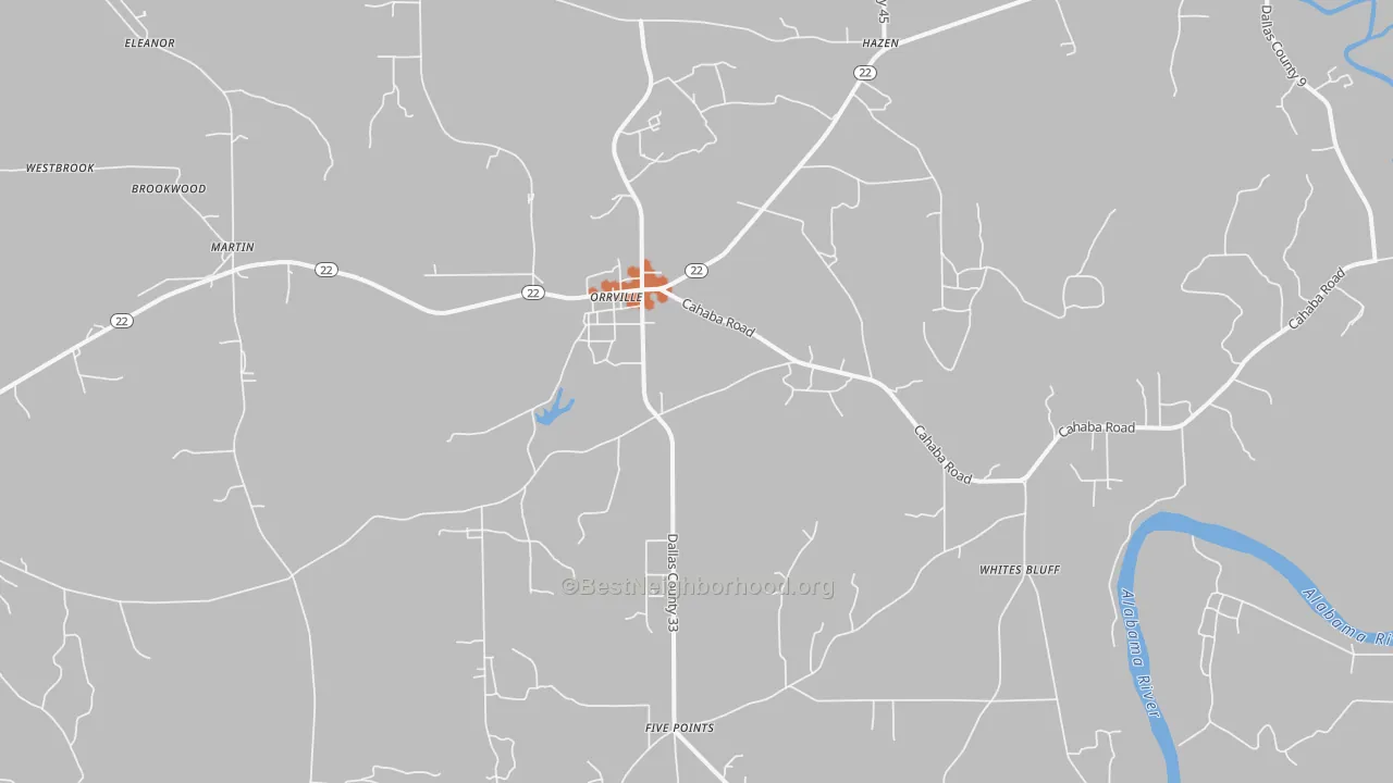 Bike Grade map of Orrville, AL