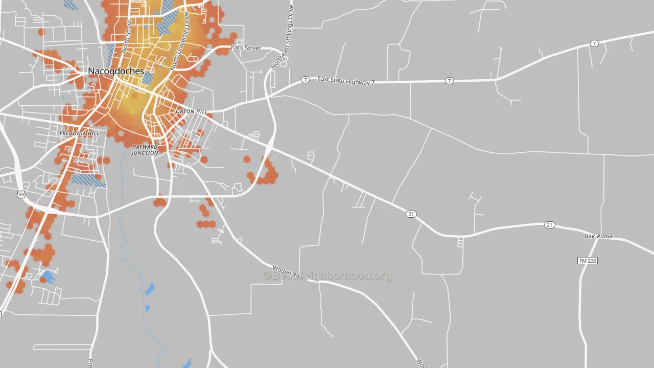 Bike Grade map of Orton Hill, TX