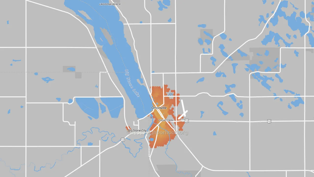 Bike Grade map of Ortonville, MN