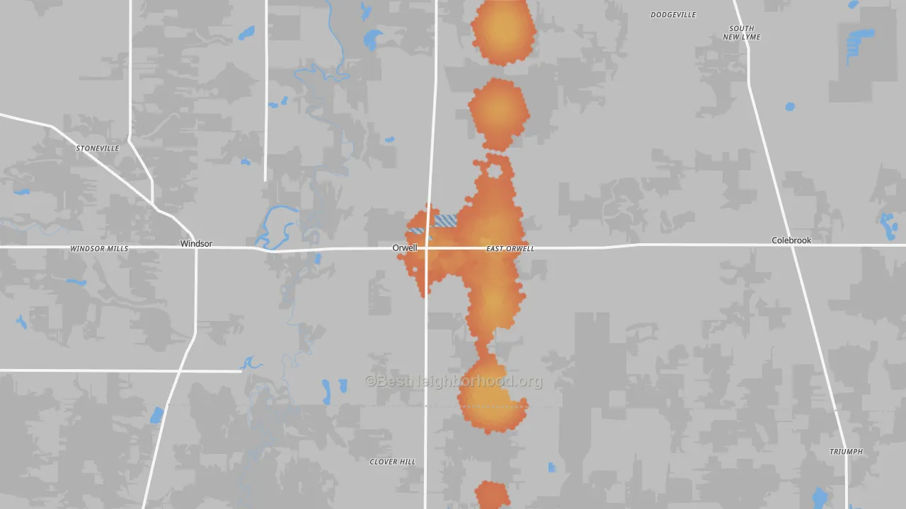 Bike Grade map of Orwell, OH