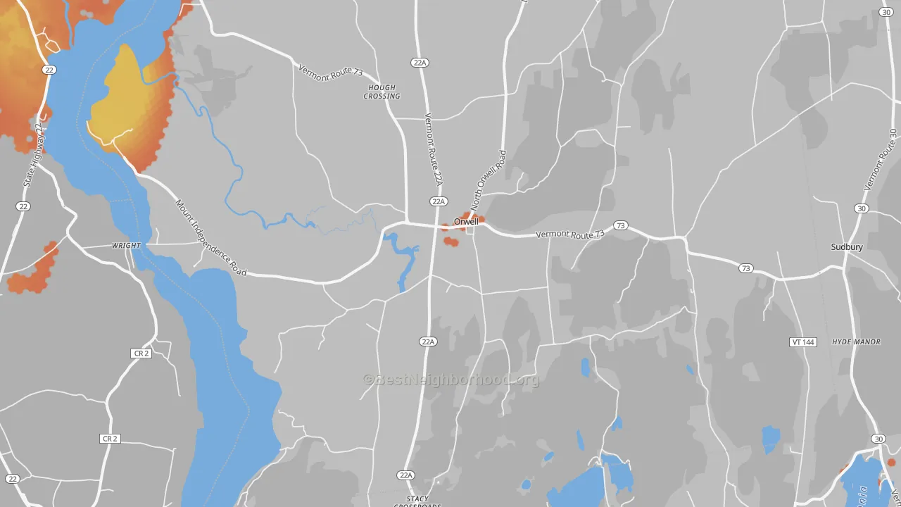 Bike Grade map of Orwell, VT