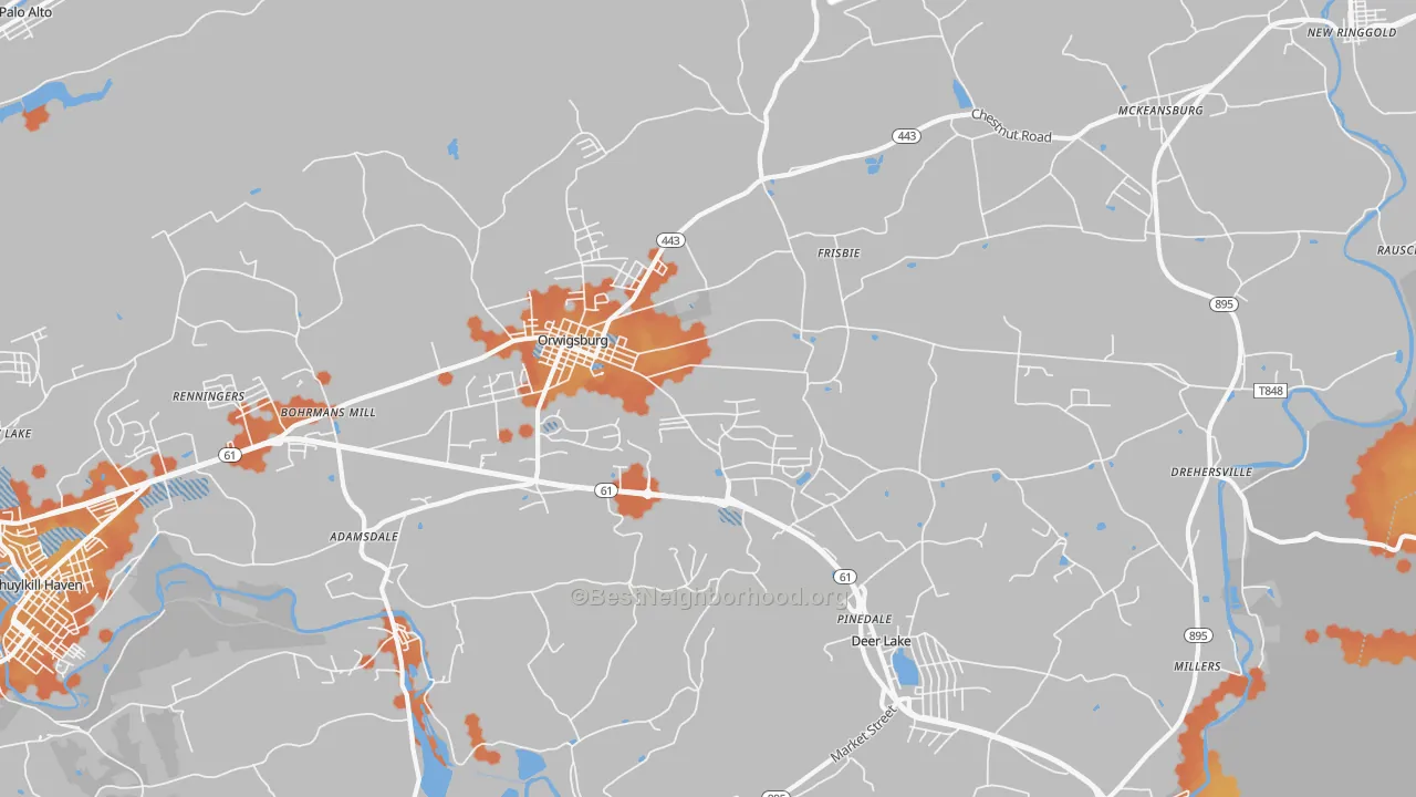 Bike Grade map of Orwigsburg, PA