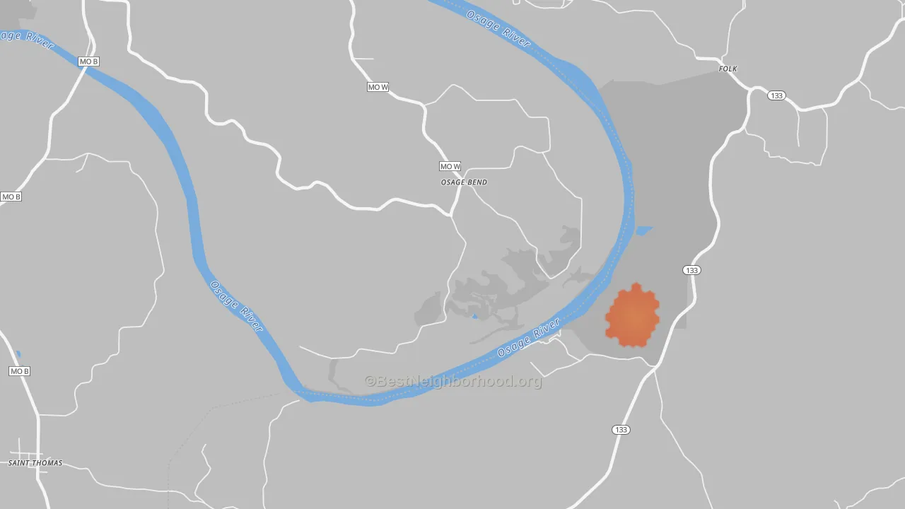 Bike Grade map of Osage Bend, MO