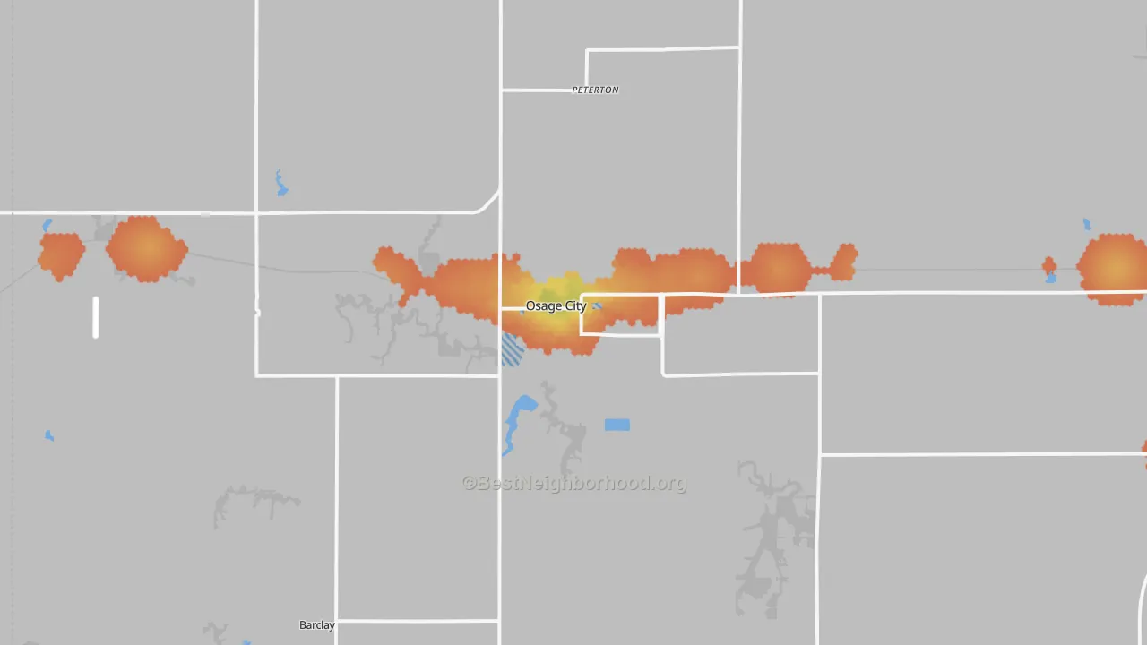 Bike Grade map of Osage City, KS