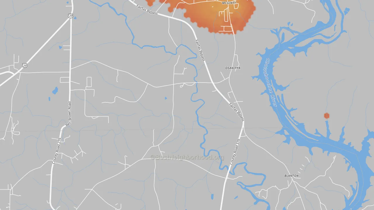 Bike Grade map of Osanippa, AL