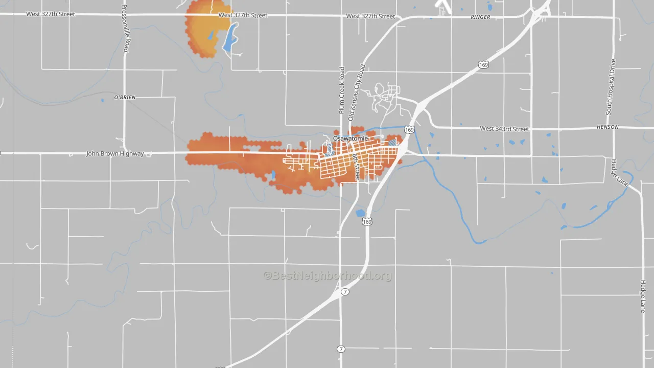 Bike Grade map of Osawatomie, KS