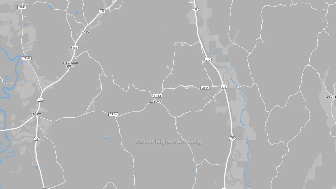 Bike Grade map of Osborn, AL