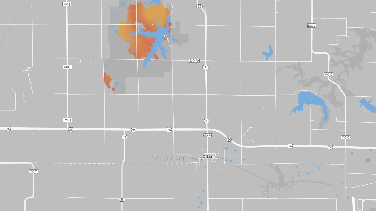 Bike Grade map of Osborn, MO