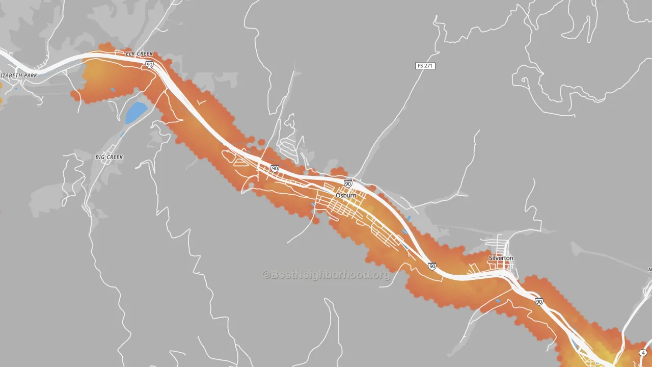 Bike Grade map of Osburn, ID