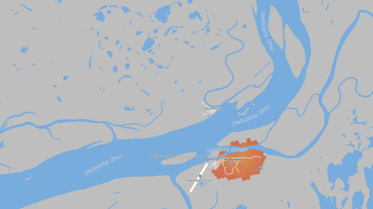 Bike Grade map of Oscarville, AK