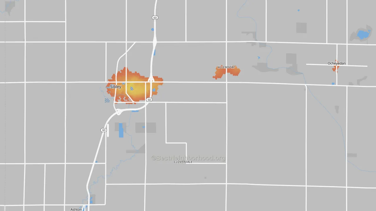Bike Grade map of Osceola County, IA