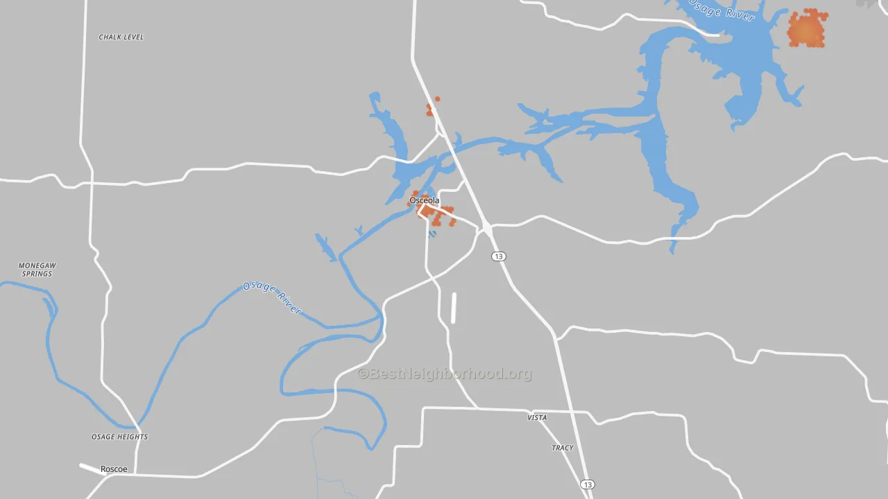 Bike Grade map of Osceola, MO