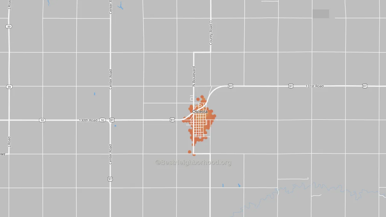 Bike Grade map of Osceola, NE