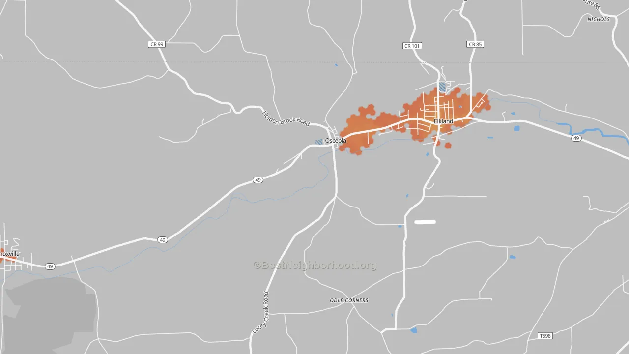 Bike Grade map of Osceola, PA