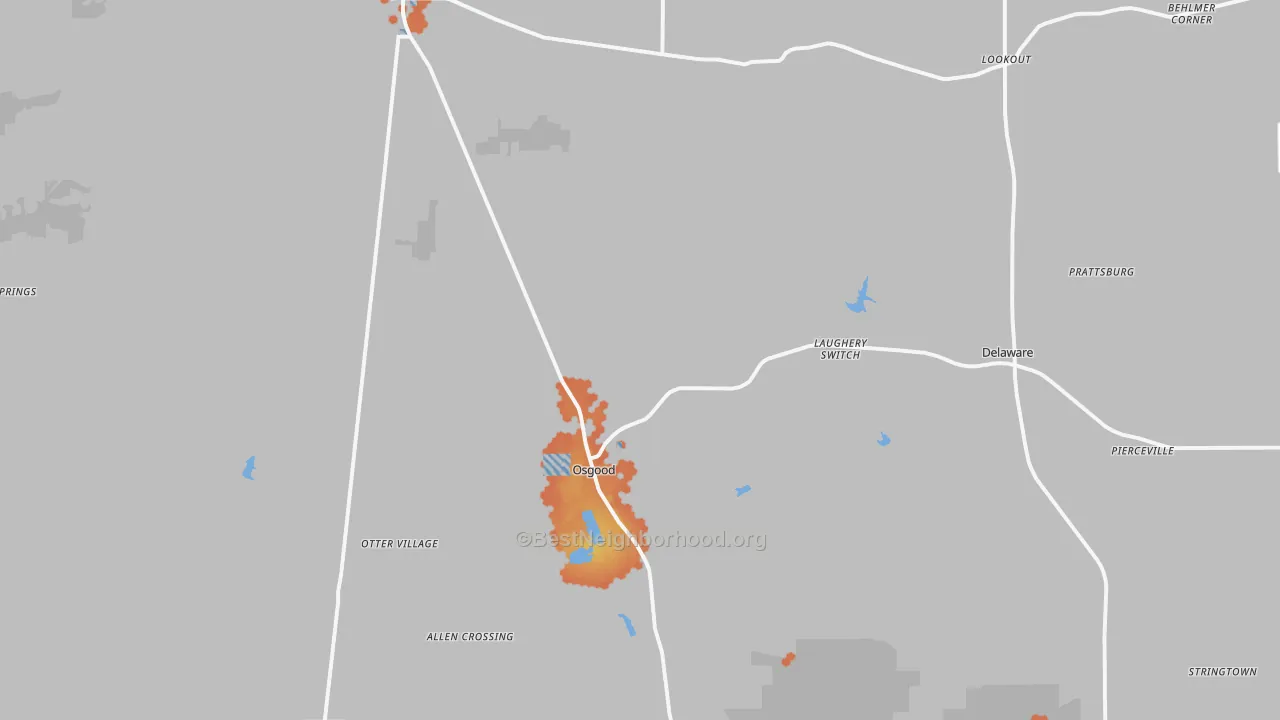 Bike Grade map of Osgood, IN
