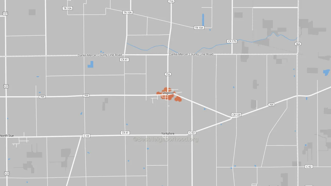 Bike Grade map of Osgood, OH