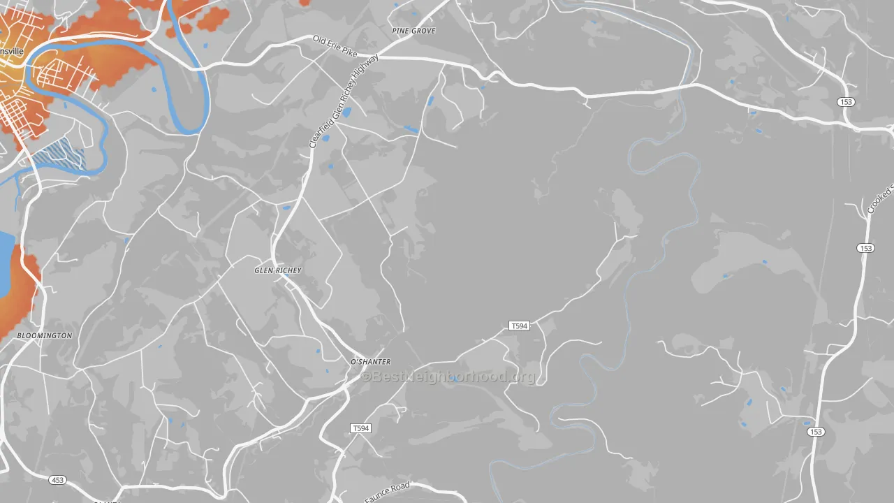 Bike Grade map of Oshanter, PA