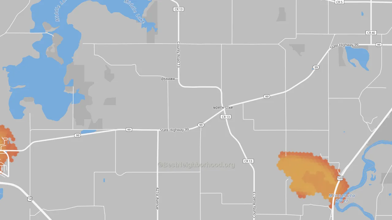 Bike Grade map of Oshawa, MN